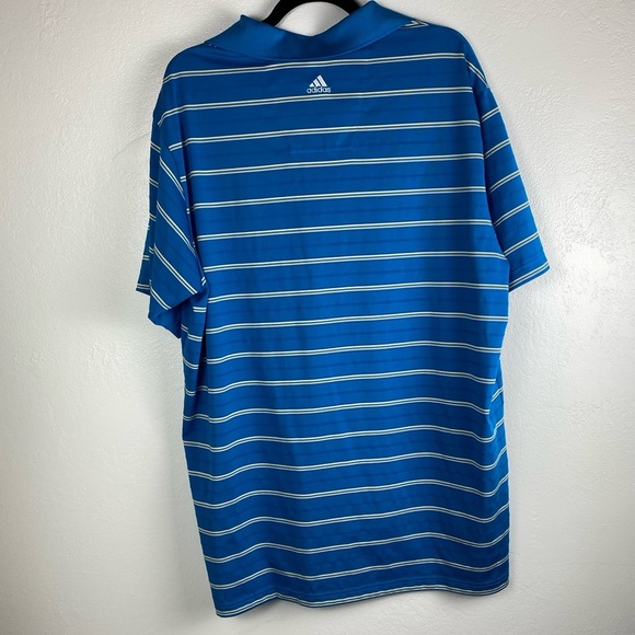 Adidas Gold ClimaCool Blue Stripe Short Sleeve Polo Shirt Men’s size XXL - Picture 2 of 7